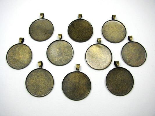 Cabochon Fassungen  10 Stück, bronzefarben, 2,6 cm, Nostalgie, Vintage Style