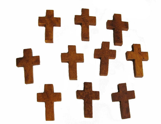 10 Holzperlen Kreuz  dunkel 2,15cm, Rosenkranz u. Schmuck basteln, verzieren