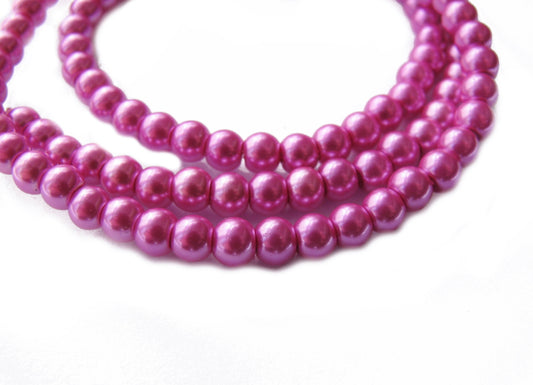 1 Strang Glaswachsperlen 4mm in rosa, 100 Stück, Schmuck mit Perlen basteln