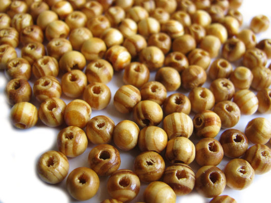 100, 200 oder 400 Holzperlen naturfarben braun  6mm, Schmuck Perlen basteln Holz