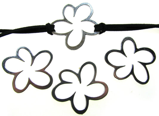 4 Metallanhänger Verbinder Blume, 4,4 cm, Blüte, silberfarben, Anhänger