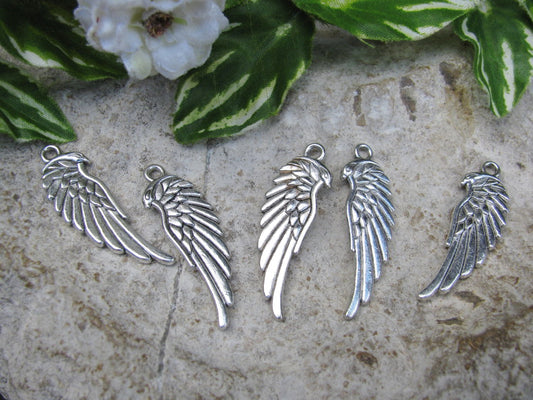 10 Metallanhänger Flügel, silberfarben, 3,4 cm, Schmuck, Perlen basteln, Schwinge
