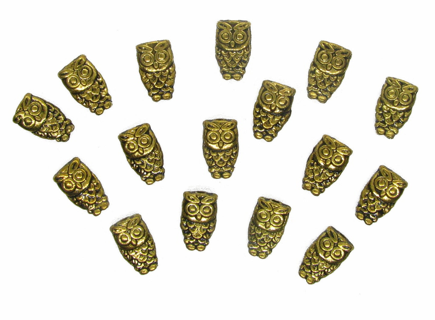 16 Metallperlen Eule 1,5x0,6 cm goldfarben, Metall Perlen basteln, Zwischenperle