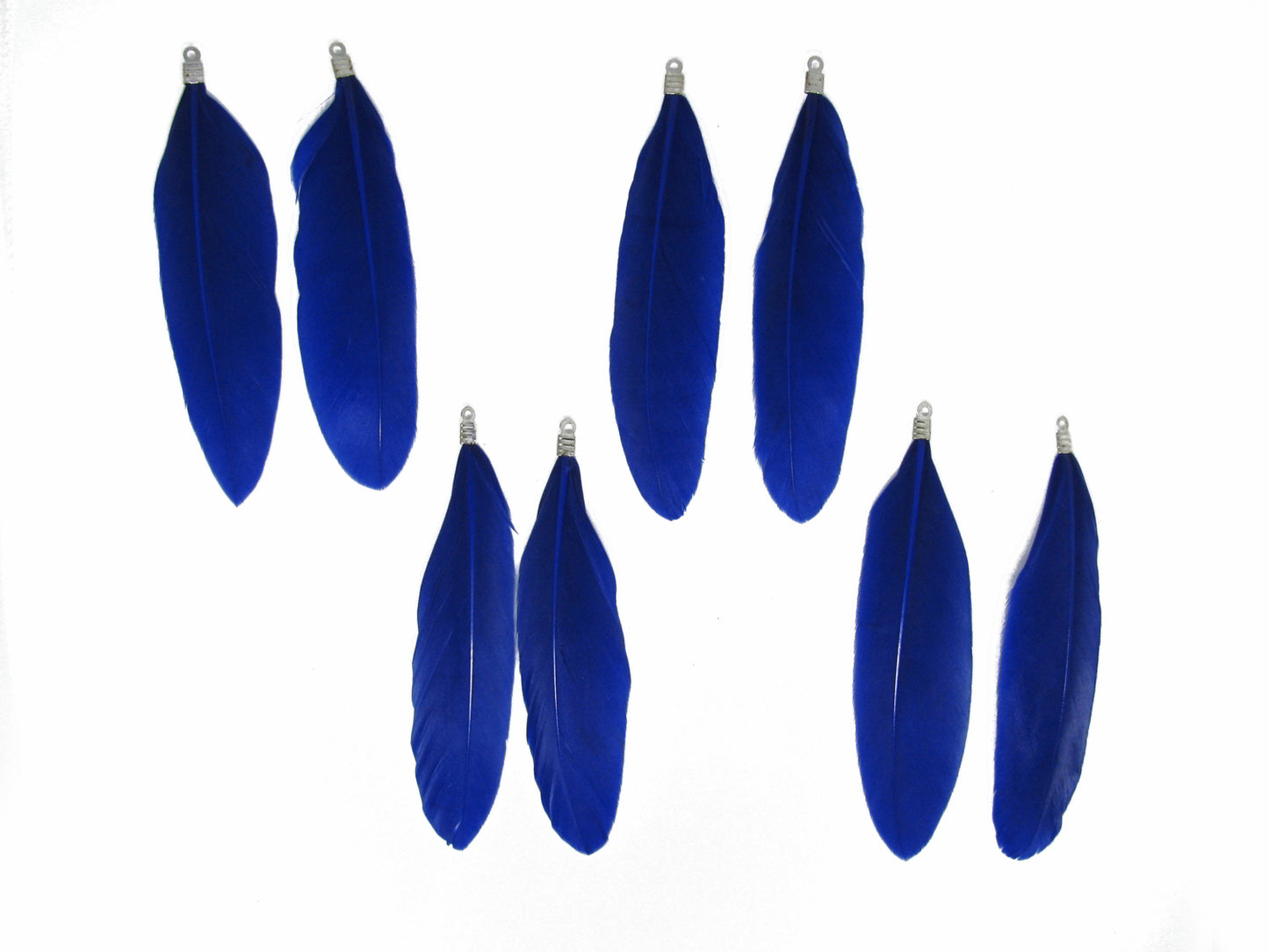 2 Anhänger echte Feder Blau ca 7,2cm b. 7,8 cm, Perlen basteln Indianer, Perlen