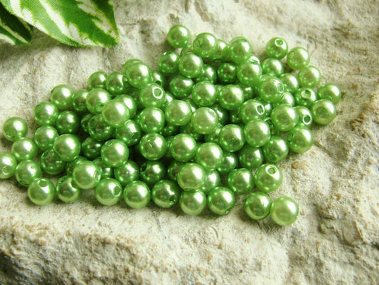 100 Wachsperlen hellgrün 6mm, Perlensterne und  Engel basteln, Schmuck machen