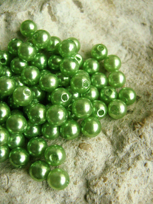100 Wachsperlen hellgrün 6mm, Perlensterne und  Engel basteln, Schmuck machen