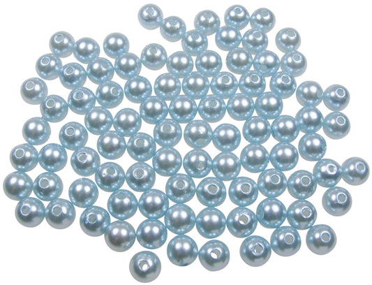 50 oder 100 Wachsperlen hellblau 10mm, leichte Kunststoffperlen, fädeln, basteln