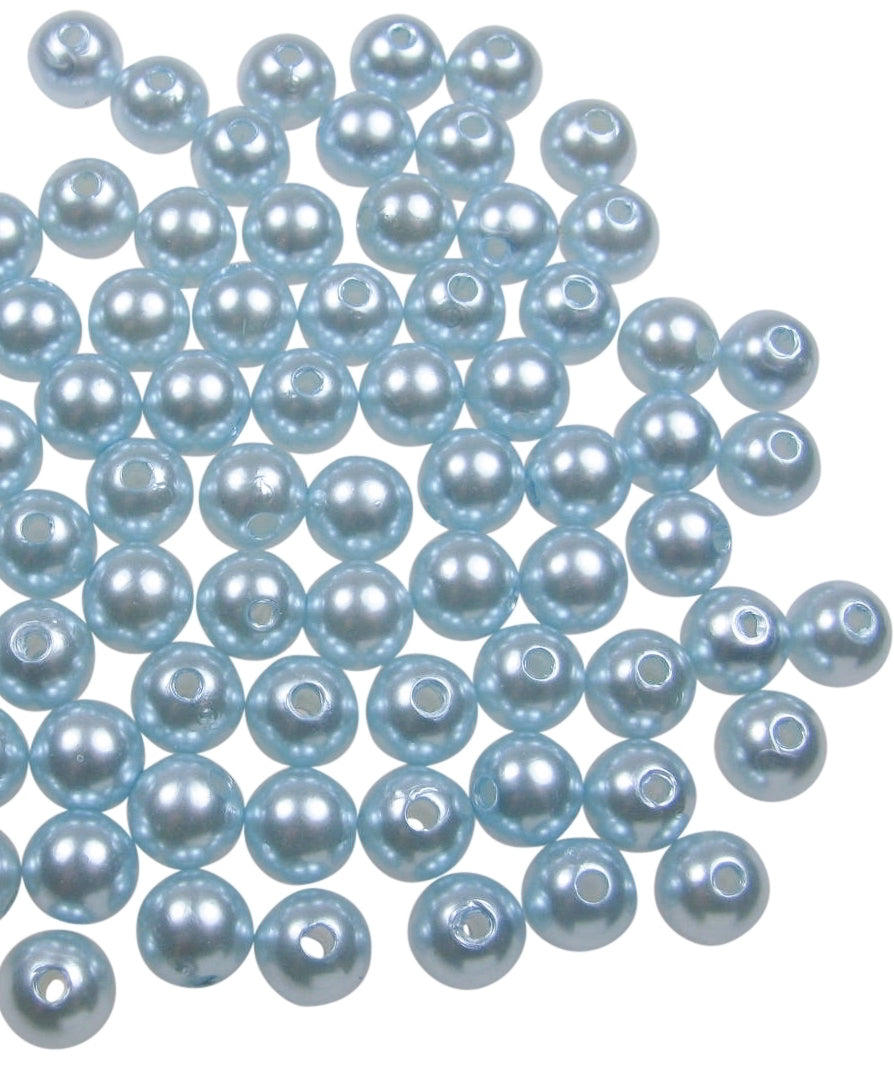 50 oder 100 Wachsperlen hellblau 10mm, leichte Kunststoffperlen, fädeln, basteln