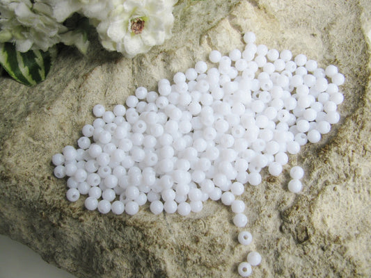 100, 250 o. 500 Acrylperlen weiß, 4mm, reinweiß, Perlen basteln, Schmuck machen,