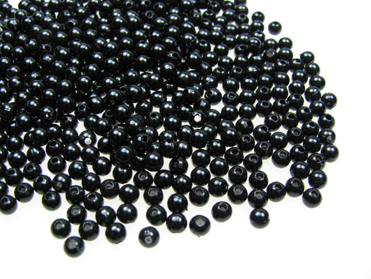 250 o. 500 Wachsperlen schwarz 4mm, Kunststoffperlen, Schmuck basteln, fädeln