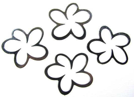 4 Metallanhänger Verbinder Blume, 4,4 cm, Blüte, silberfarben, Anhänger