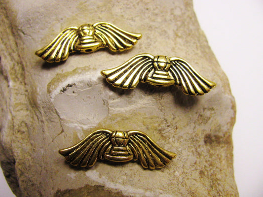 3, 9 o. 15 Flügel Muriel, groß 3,1 cm, goldfarben, Metallperlen Engelsflügel