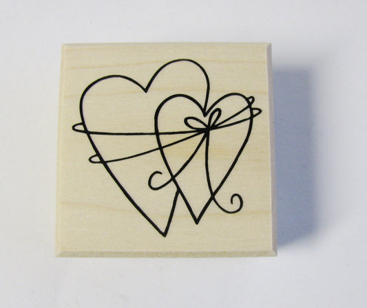 2 verbundene Herzen, Stempel, Hochzeit, Liebe, Karten gestalten Einladung