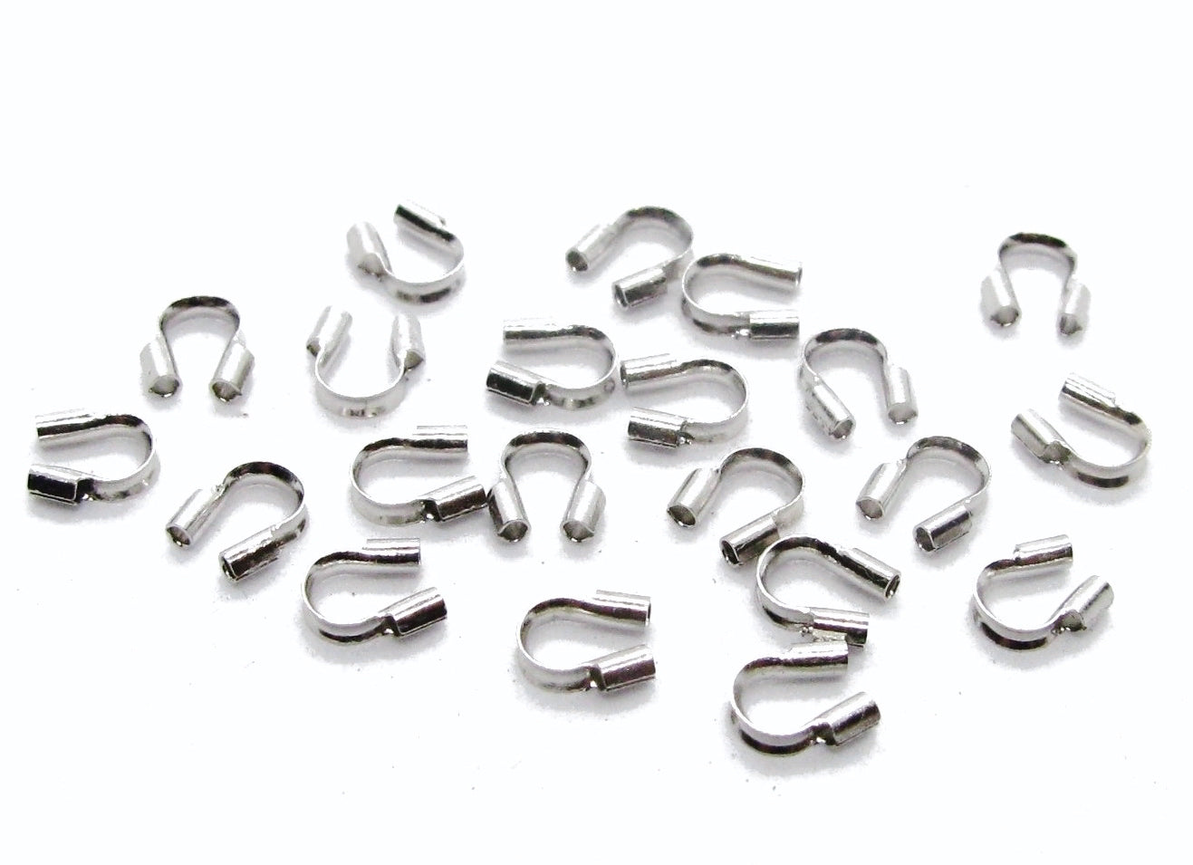 60 Drahtschutz Bügel, 4 mm, Wire Guardian, silberfarben, Perlen basteln