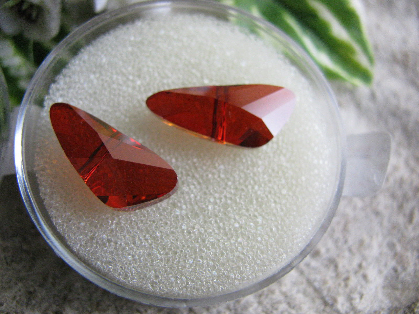 2 Swarovski Perlen Wing Bead Red Magma 18 mm, Kristallglas Perlen, Engel basteln