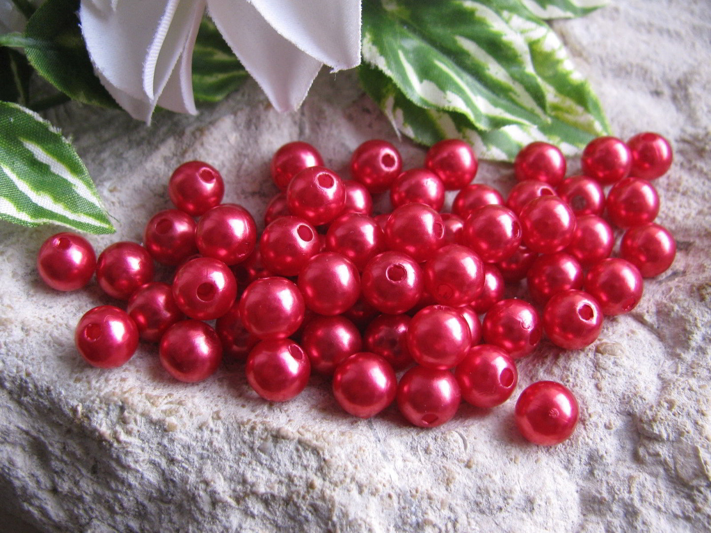 80 Wachsperlen rot 8mm, Perlen basteln, Perlenengel, Perlenstern Schmuck basteln