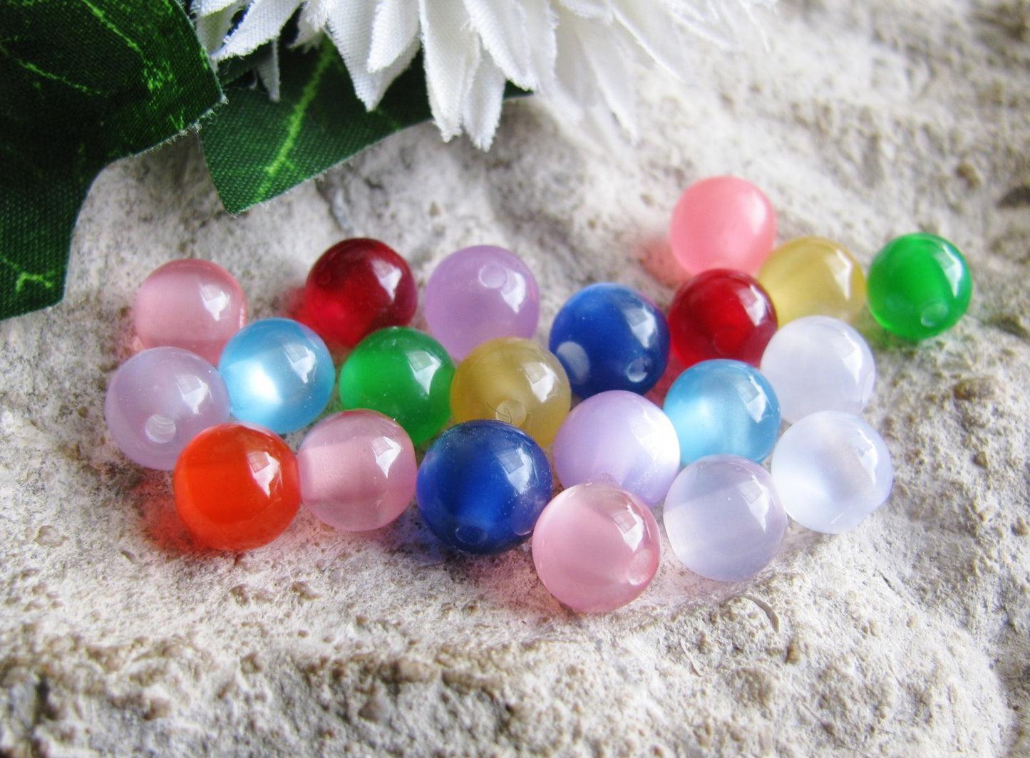 20 Resin Perlen bunt gemischt 8 mm, Schmuck mit Perlen selbst machen Acrylperlen