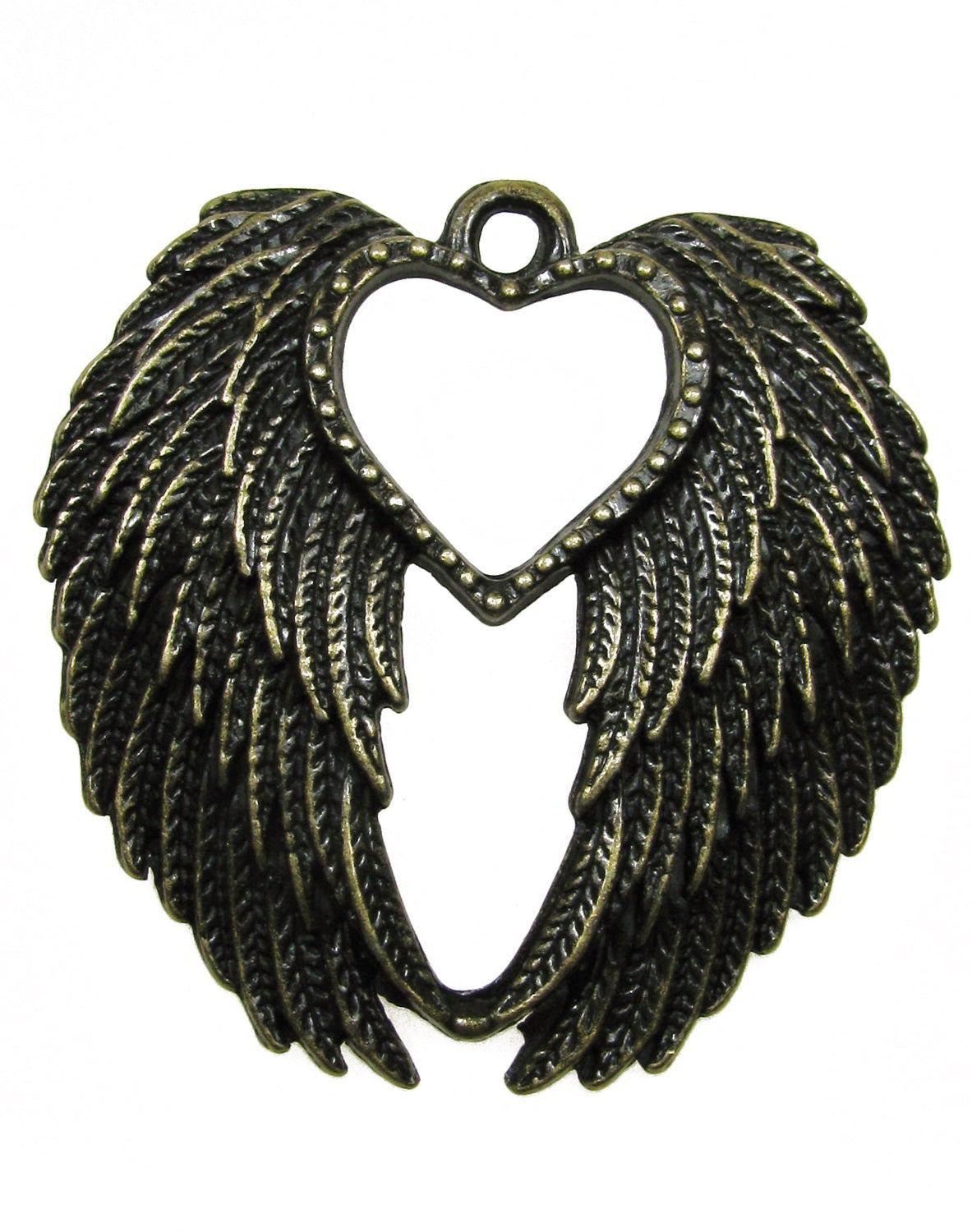 Anhänger Flügel mit Herz bronzefarben, 4,4cm, Schmuck, Perlen basteln, Schwingen