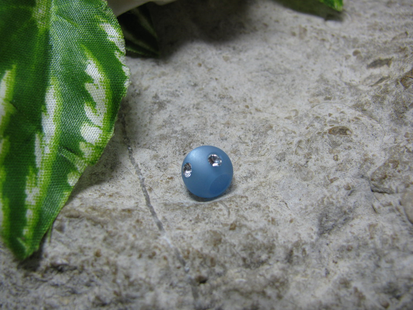 1 Polaris Perle blau Strass besetzt, Schmuck herstellen, Perlen basteln Anhänger