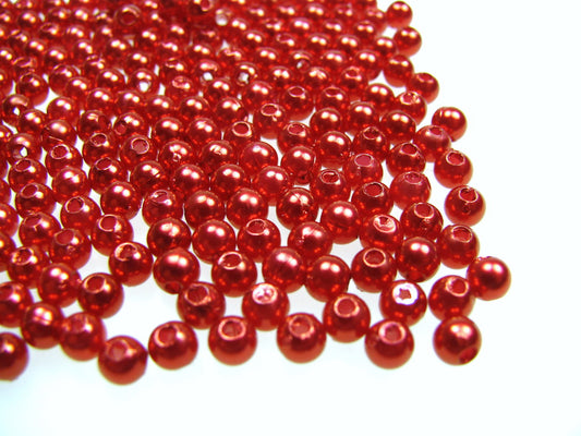 250 Wachsperlen 4mm rot, Schmuck, Perlensterne basteln, Deko, Kunststoffperlen