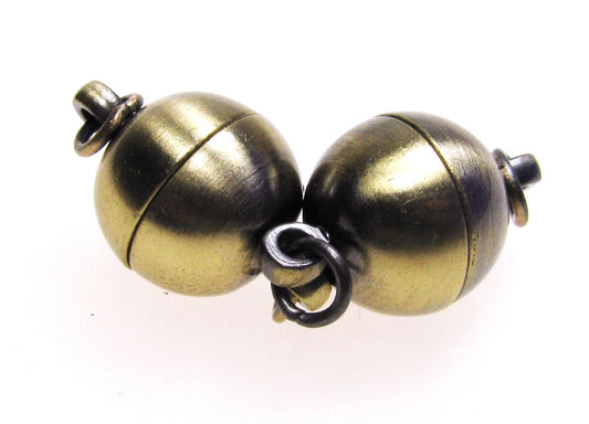2 Magnetverschluss Kugel bronzefarben 10 mm, Perlen basteln, Verschlüsse, fädeln