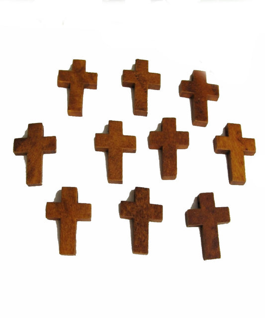 10 Holzperlen Kreuz  dunkel 2,15cm, Rosenkranz u. Schmuck basteln, verzieren