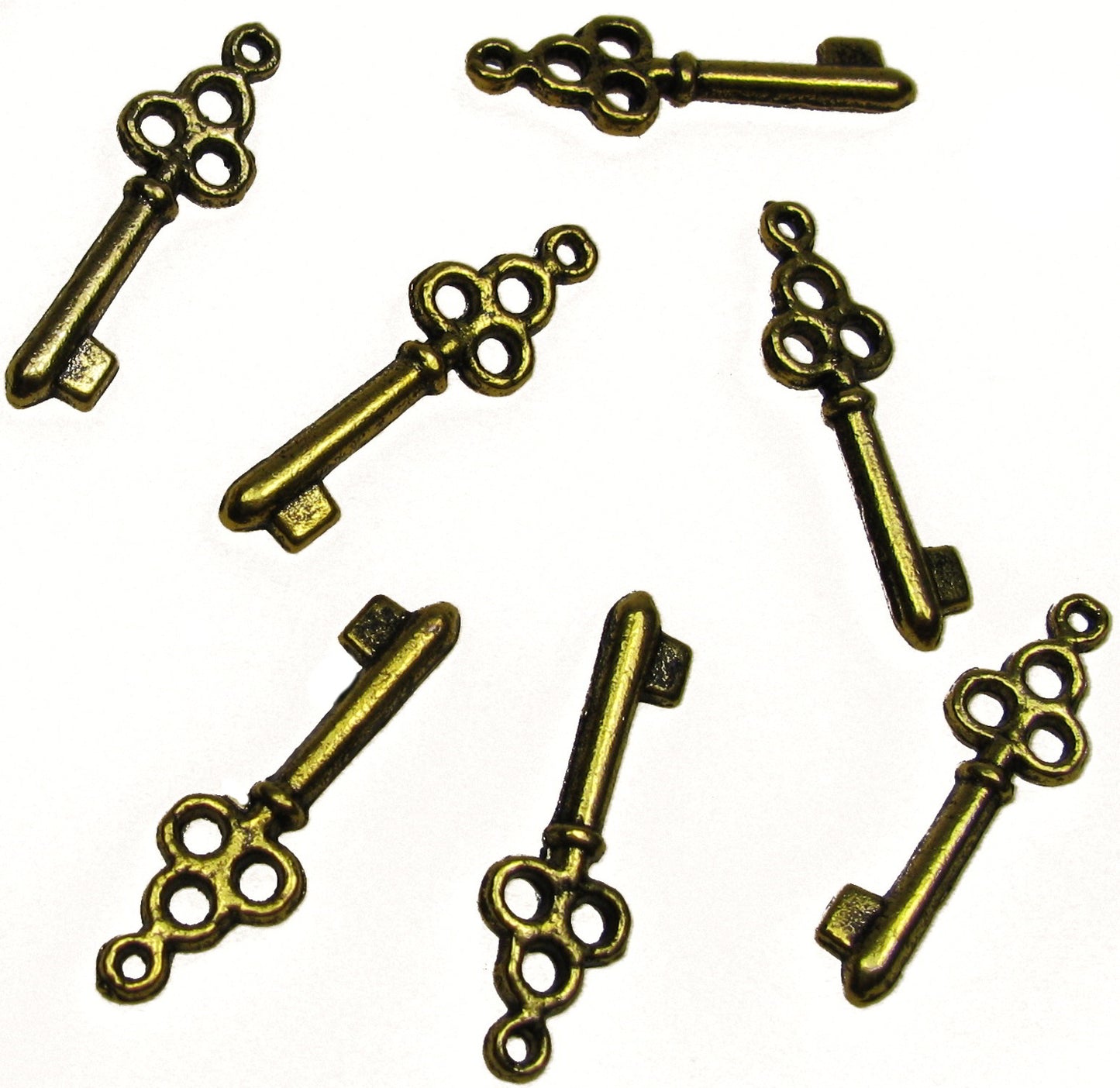 12 Schlüssel goldfarben 2,15cm, Metallanhänger, zum verzieren und Schmuck machen