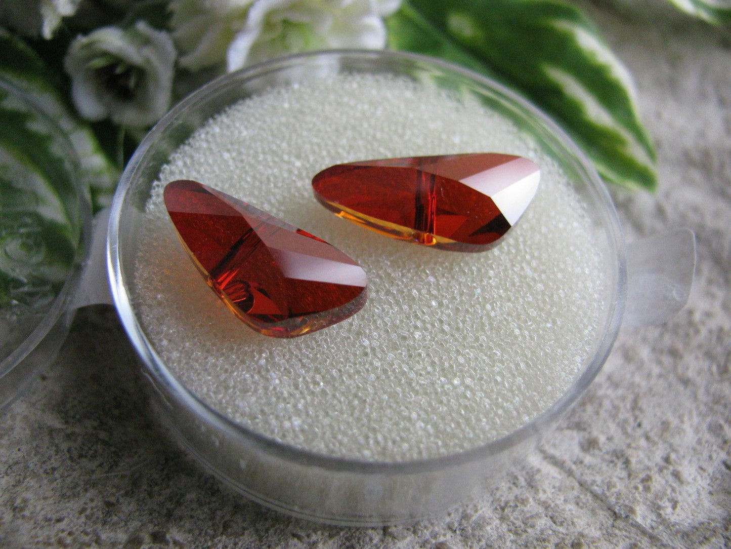 2 Swarovski Perlen Wing Bead Red Magma 18 mm, Kristallglas Perlen, Engel basteln