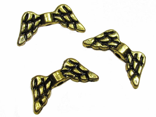 50 Metallperlen Flügel goldfarben 14mm, Perlengel und Schmuck basteln, fädeln