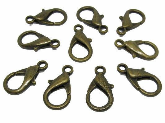 10 Karabinerhaken bronze farben, 2,1cm, Schmuck und Charms selbst mache, fädeln