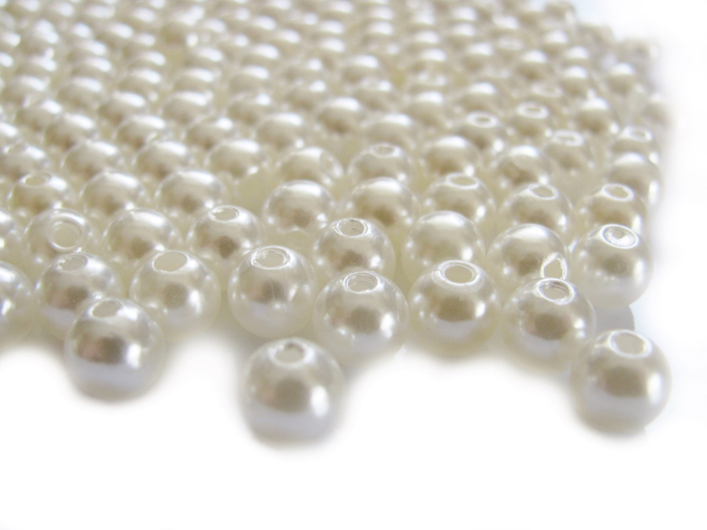 Wachsperlen Weiß 8mm, wahlweise 50, 100 o. 200, Cremeweiß, Perlen basteln