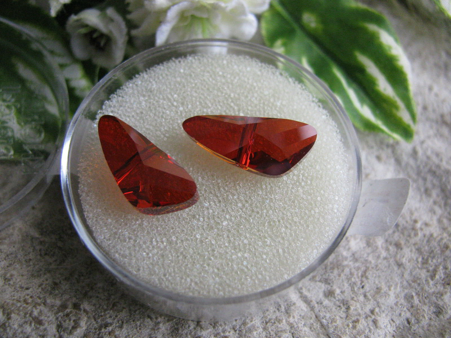 2 Swarovski Perlen Wing Bead Red Magma 18 mm, Kristallglas Perlen, Engel basteln