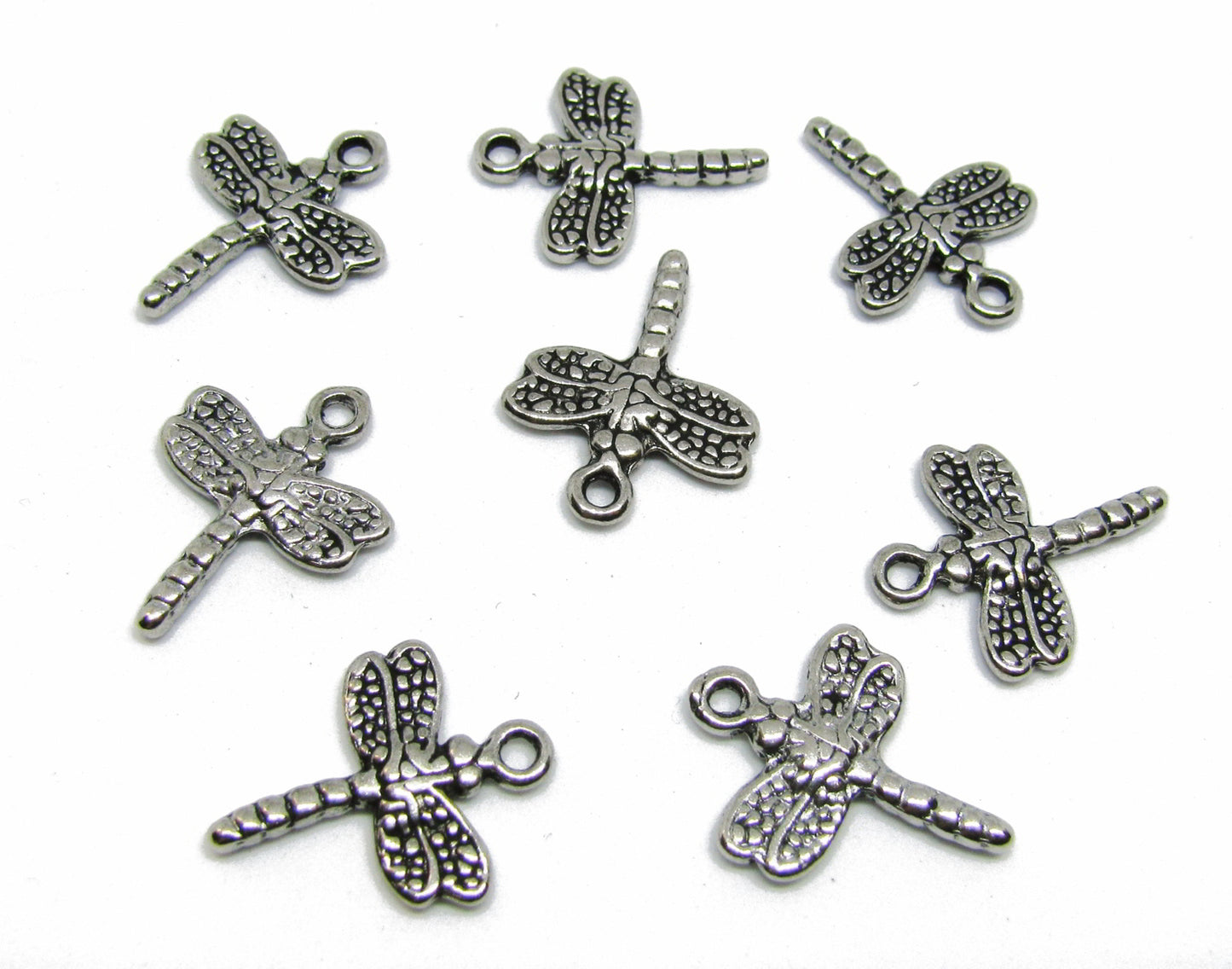 8 Metallanhänger Libelle, Silberfarben 1,55cm, Anhänger für Bettelarmband Charms