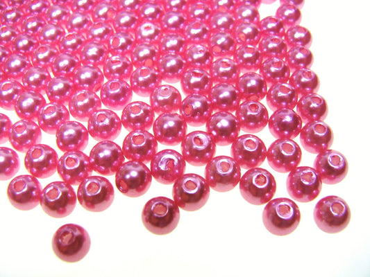 100, 200 o. 400 Wachsperlen 6mm Rosa, rund, Perlen basteln, Kunststoffperle