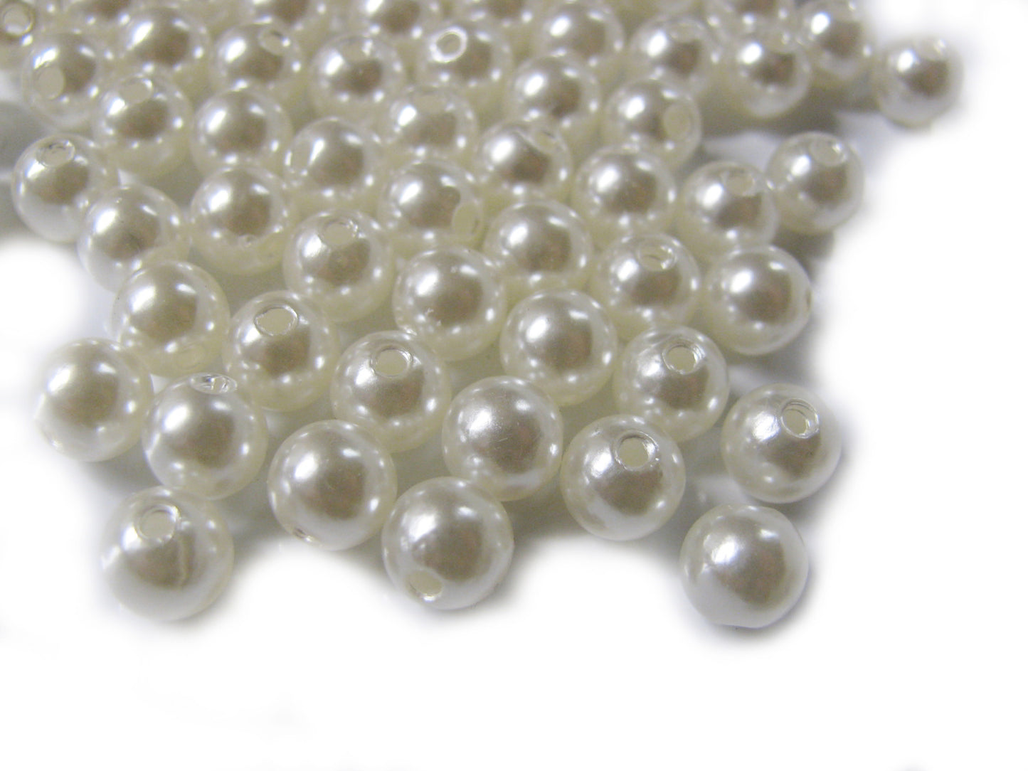 80 Wachsperlen, 8 mm, perlweiß, Hochzeit Deko, Beads