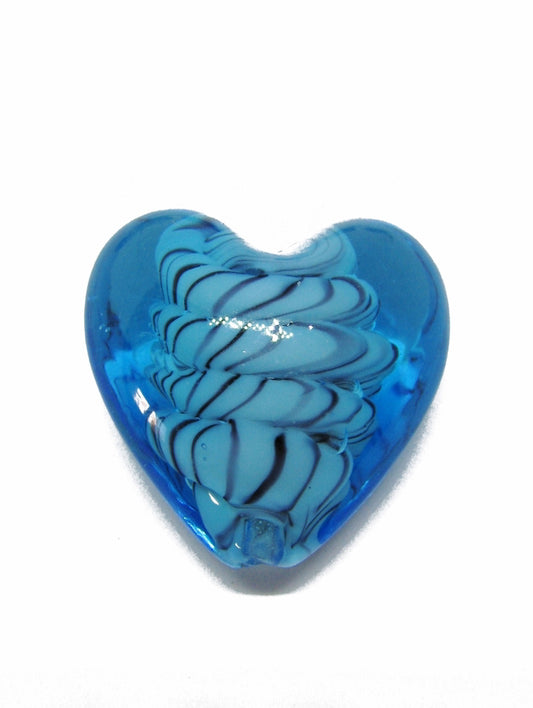 Glasperle Herz groß hellblau, 2,8cm, Schmuck und Perllen basteln, Charms basteln