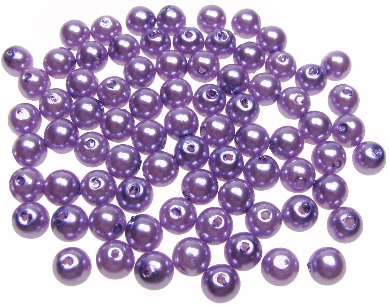 80 Wachsperlen lila hell 8mm, Perlen basteln verzieren, Kunststoffperlen