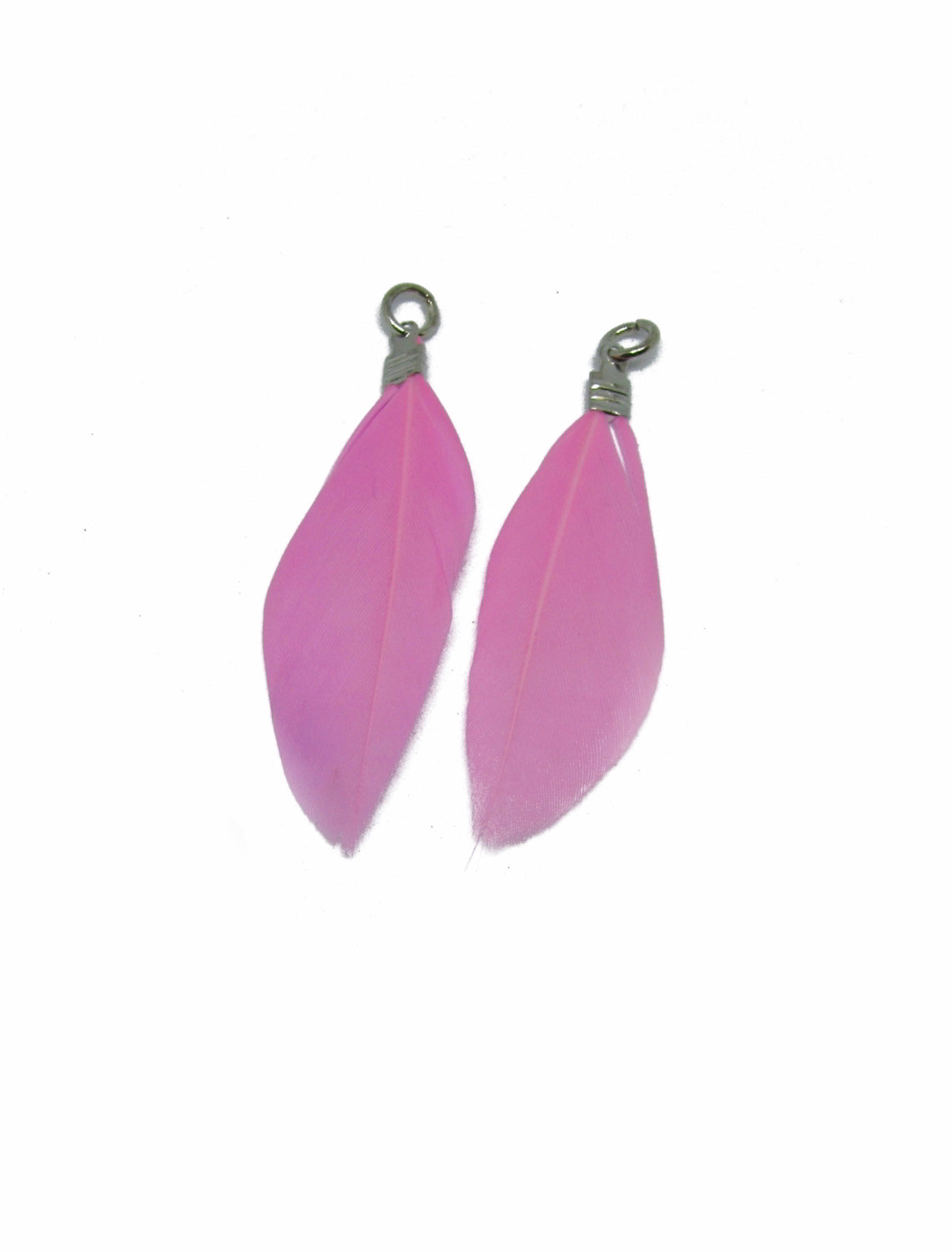 4 Anhänger echte Feder rosa,ca 4,8 bis 5,3 cm, Perlen basteln Indianer, Perlen
