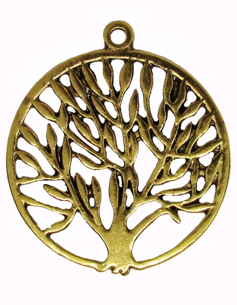 Metallanhänger Baum des Lebens, goldfarben 4,3 cm , Schmuck herstellen, Anhänger