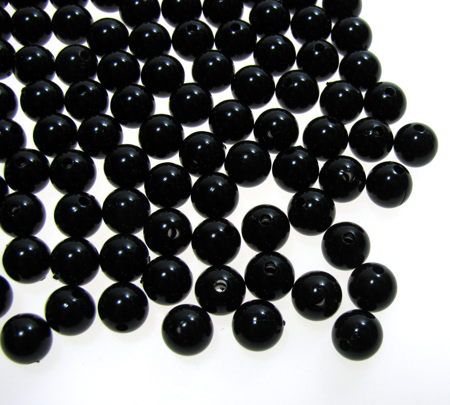 50, 100 o. 200 Wachsperlen schwarz 8 mm, rund,fädeln, Schmuck mit Perlen basteln