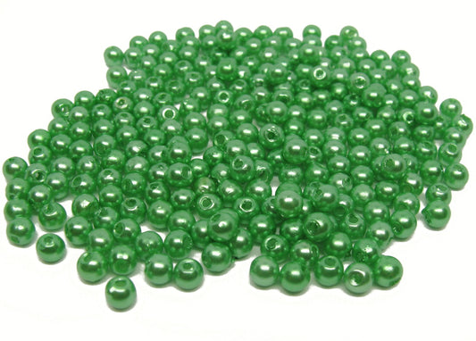 250 Wachsperlen grün, 4mm, rund, leicht, Kunststoffperlen, Schmuck machen