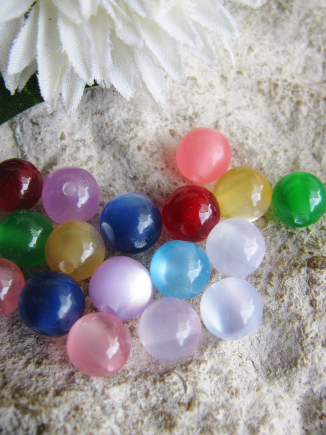 20 Resin Perlen bunt gemischt 8 mm, Schmuck mit Perlen selbst machen Acrylperlen