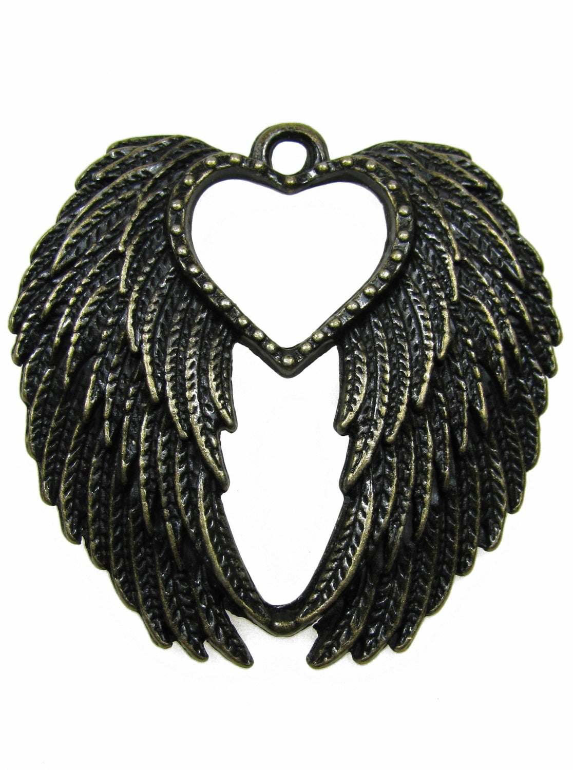 Anhänger Flügel mit Herz bronzefarben, 4,4cm, Schmuck, Perlen basteln, Schwingen