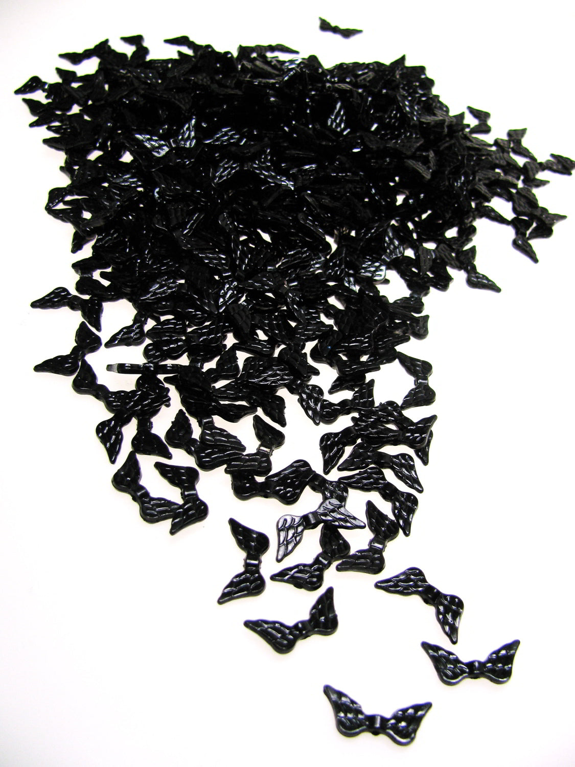 500 Flügel Perlen, schwarz 2cm, Acrylperlen Flügel, Perlenengel basteln, fädeln