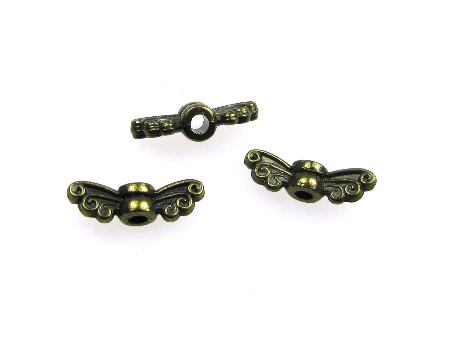 50 Engelsflügel mini 1,35cm bronzefarben Schmetterling, Perlenengel basteln