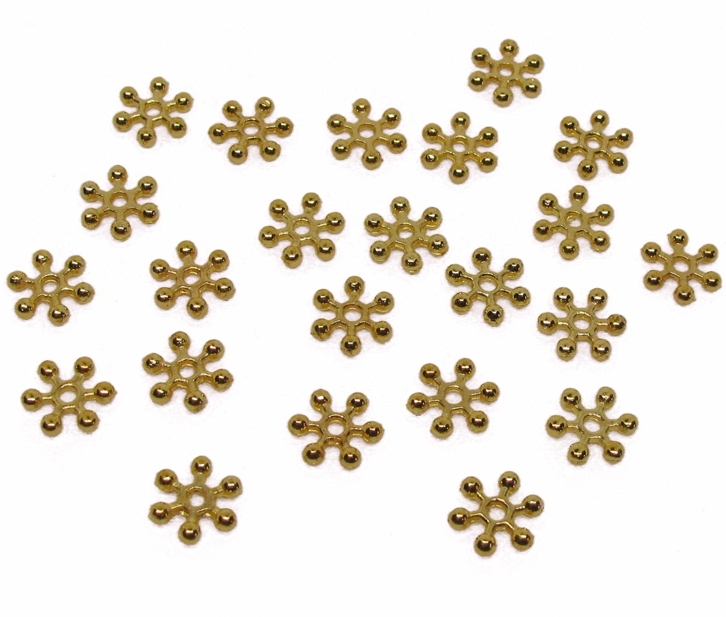 60 Daisy Spacer 7 mm, goldfarben, Perlen basteln, Zwischenperle Schmuck machen