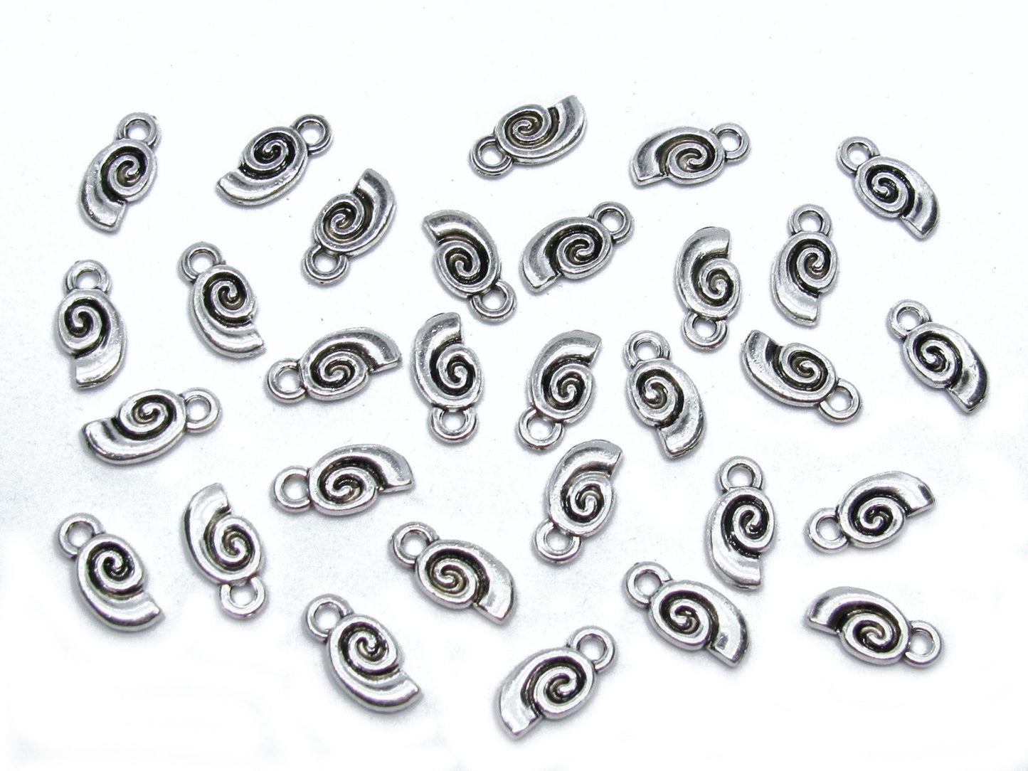 30 Metallanhänger Schnecke, silberfarben, 12mm, Anhänger, Perlen basteln