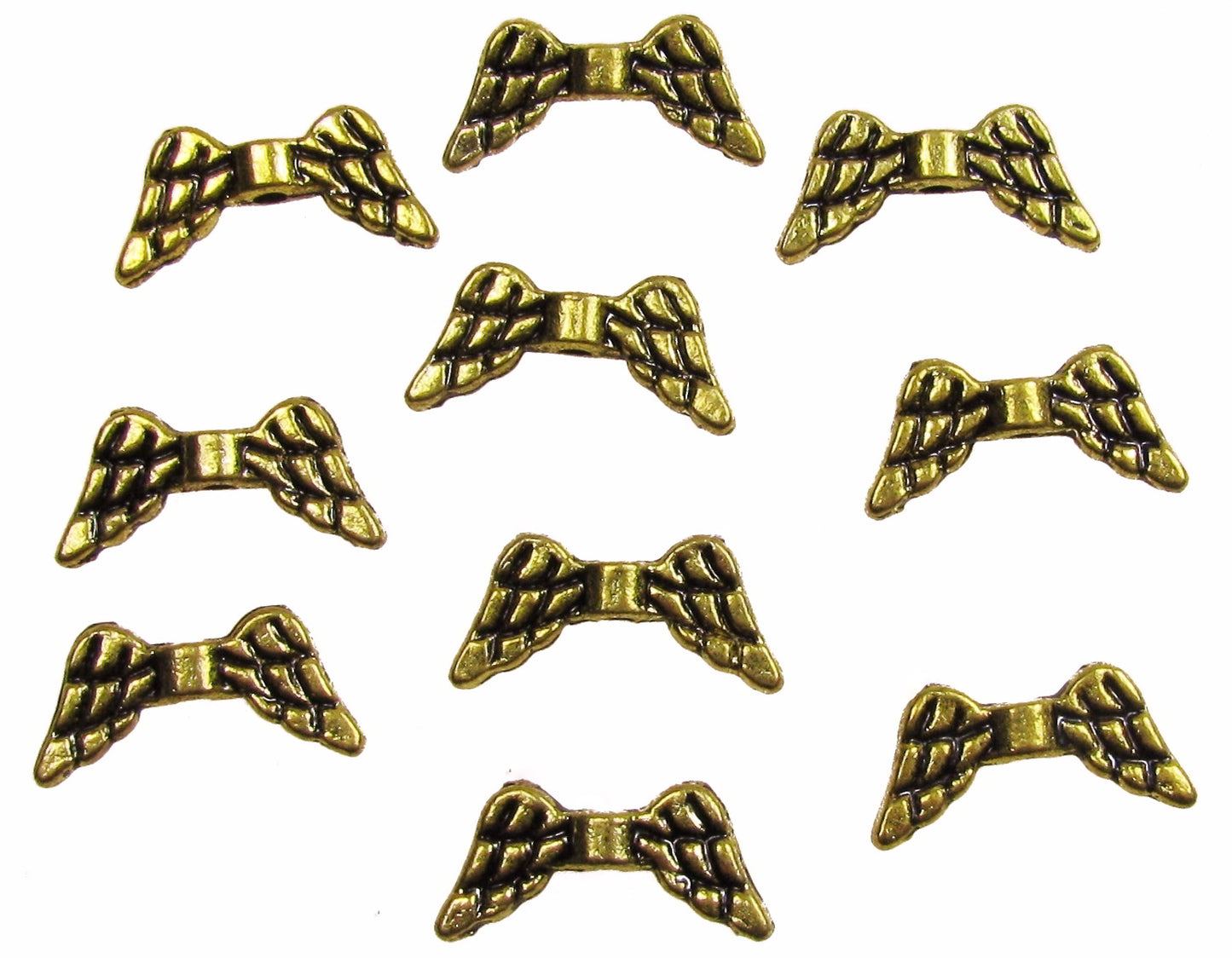 50 Metallperlen Flügel goldfarben 14mm, Perlengel und Schmuck basteln, fädeln