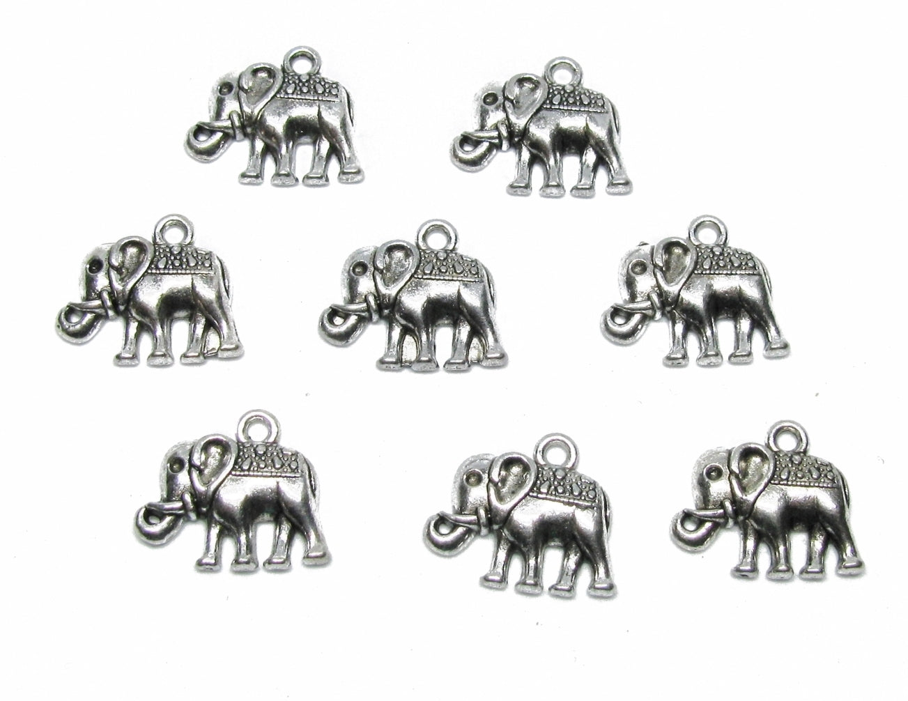 16 Metallanhänger Elefant silberfarben, 1,45 x 1,7 cm, für Bettelarmbänder und K