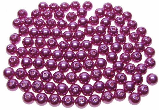 80 Wachsperlen violett purpur 8mm, Perlen basteln verzieren, Kunststoffperlen